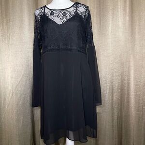 BCBG Black Mini Dress With Lace Detail